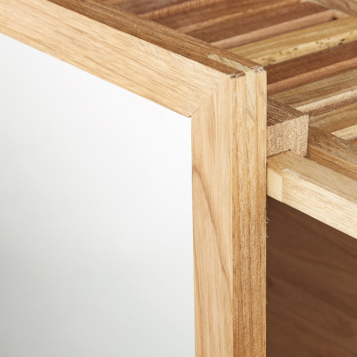 Mensola a muro con mobiletto di design da bagno con specchio scorrevole 80 x 30 x m 3213108