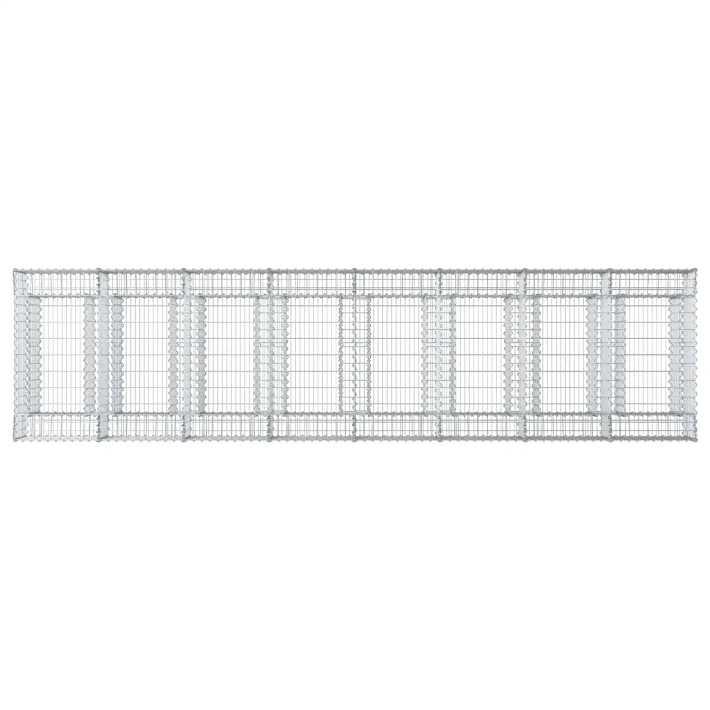 Letto rialzato in gabbione 3 pz 400 x 100 x 60 cm Argento 3422220