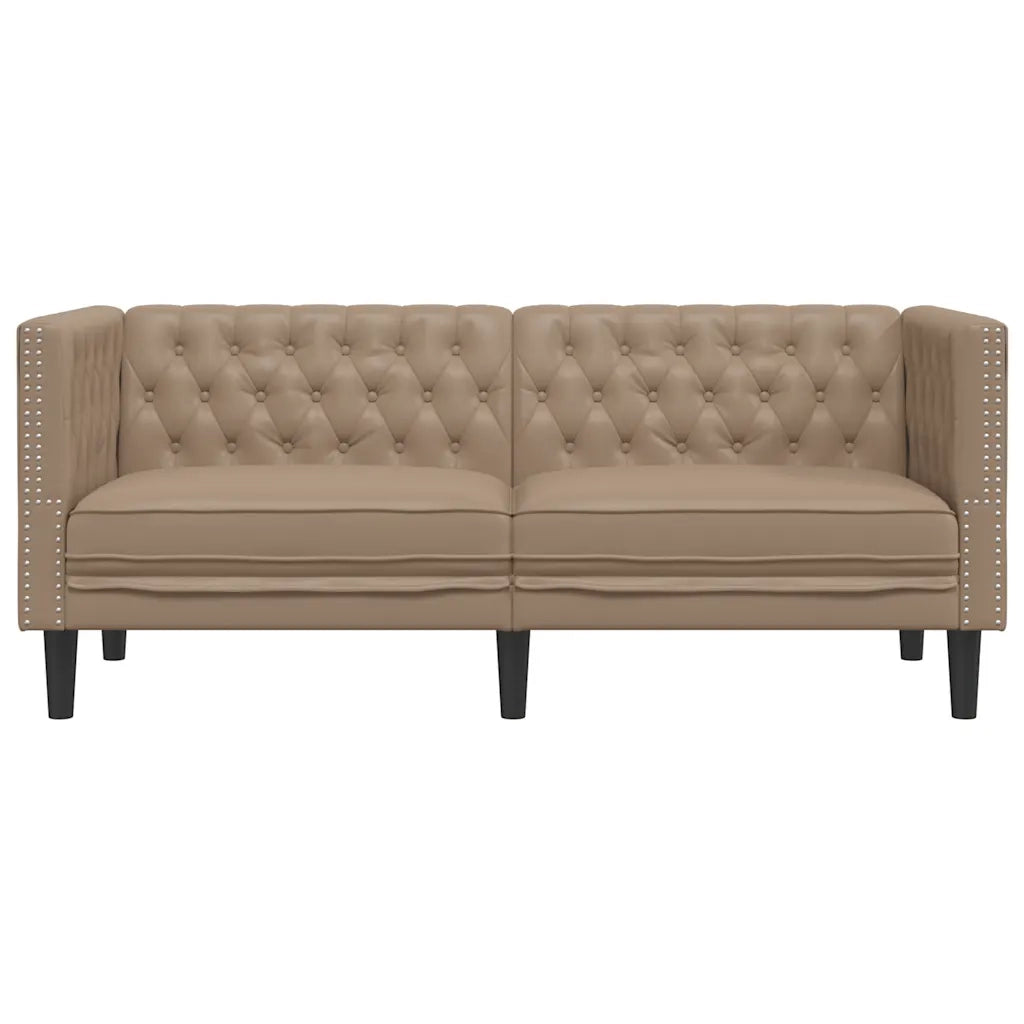 Poltrona Chesterfield a 2 Posti Cappuccino in Similpelle