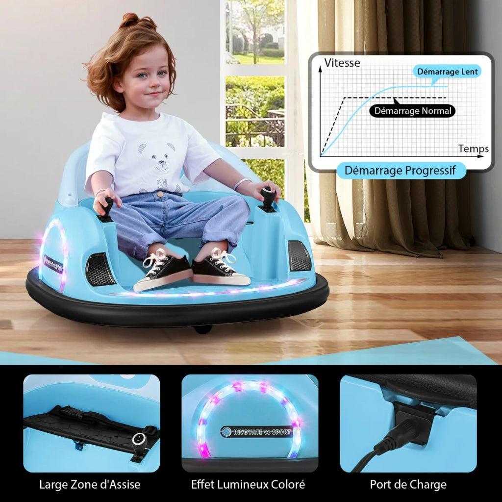 Autoscontro per bambini 68 x 66 x 40 cm telecomando musica sicurezza ottimale stile moderno PP PVC azzurro 20_0017690