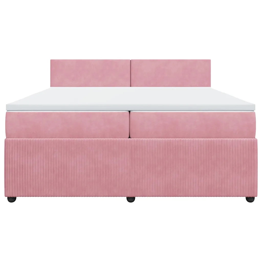 Giroletto a Molle con Materasso Rosa 200x200 cm in Velluto 3287829