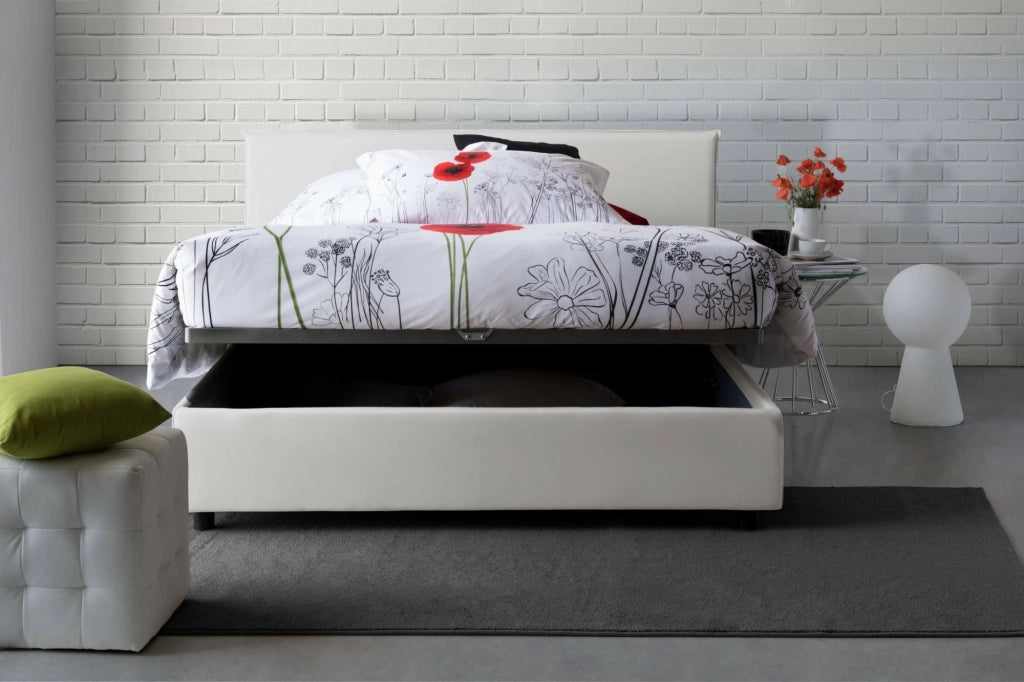 Letto Matrimoniale Arcan, Letto Matrimoniale Sfoderabile Made in Italy, Bianco