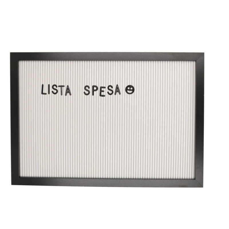 Lavagna cornice nera legno con lettere inseribili rettangolare cm33x47x2
