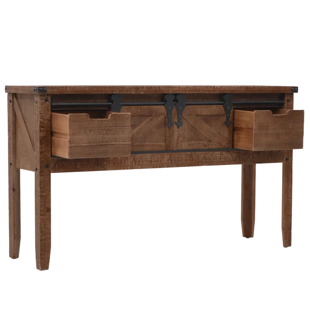 Tavolo Consolle in Massello di Abete 131x35,5x75cm Marrone 246121