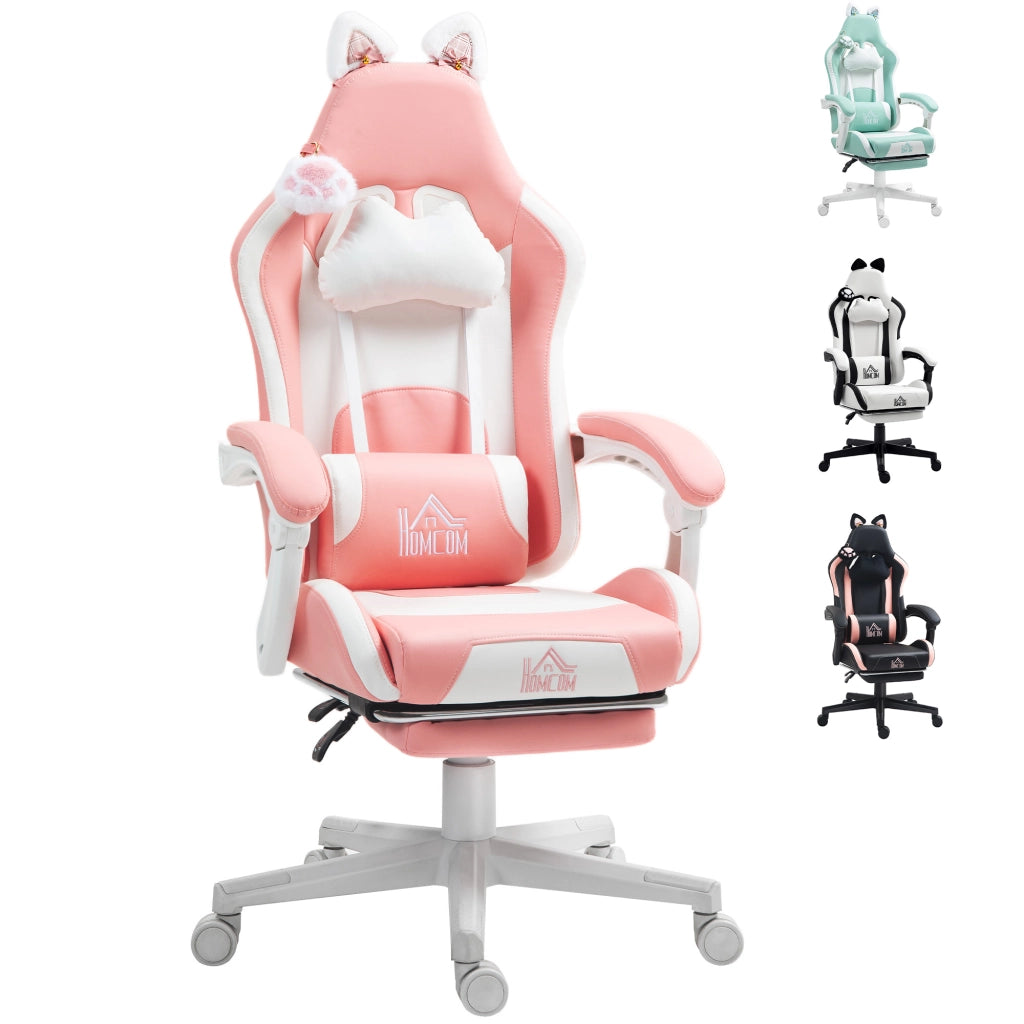 Sedia Gaming Reclinabile con Poggiapiedi Regolabile ¨C Zephmum ¨C Rosa