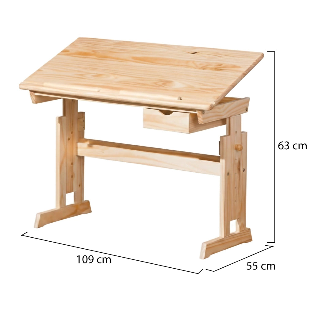 Carfizzi, Scrivania Materiale Piano in Legno Massello, 109x55x63h cm Marrone Quercia