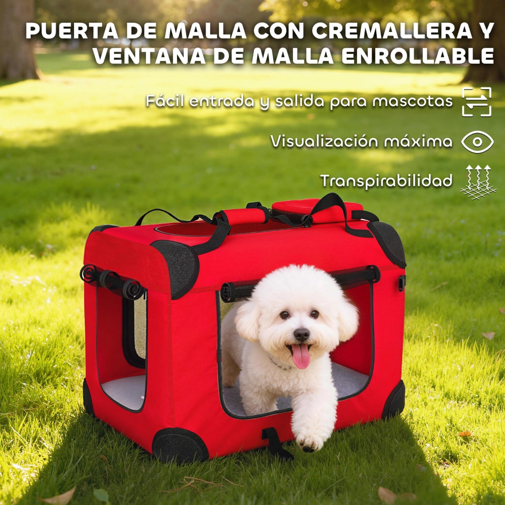 Trasportino per Cani Pieghevole con Cuscino ¨C zephmum ¨C Rosso 60x41.5x41 cm