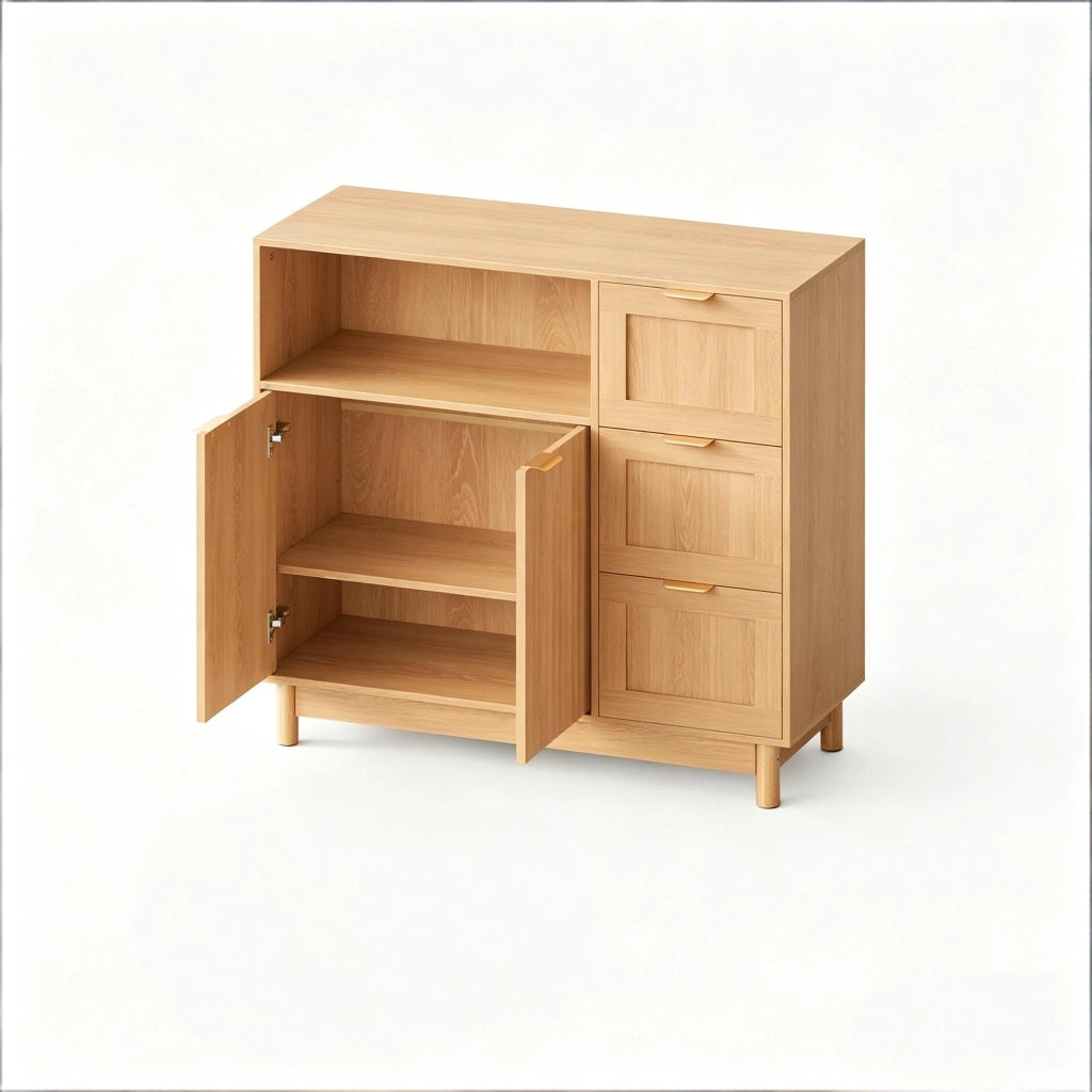 SIDEBOARD con ripiani regolabili 90x35x80 cm Effetto legno