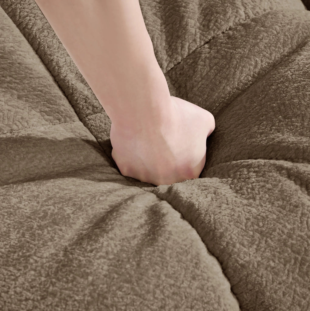 Divano modulare angolare in ciniglia 190x149x90 cm marrone