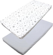 Set di lenzuola per lettino 2 pezzi stelle grigio/bianco 70 x 140 cm