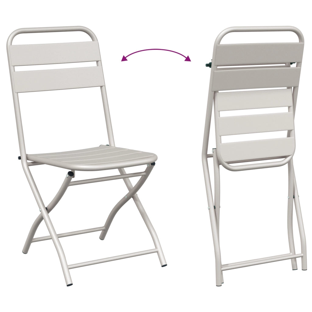 Set Bistro Pieghevole 3 Pezzi Beige in Acciaio