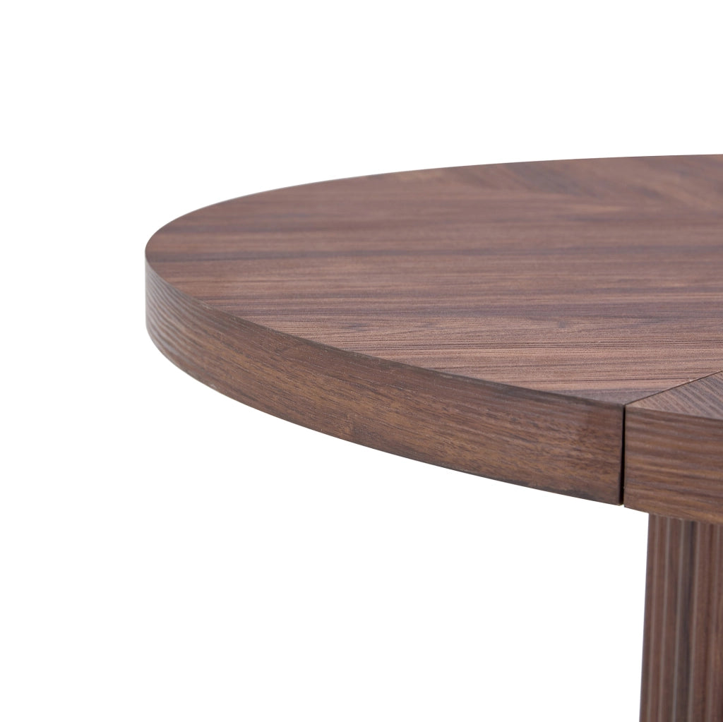 Tavolo rotondo 115x115x74 cm con spazio contenitore in MDF; colore noce