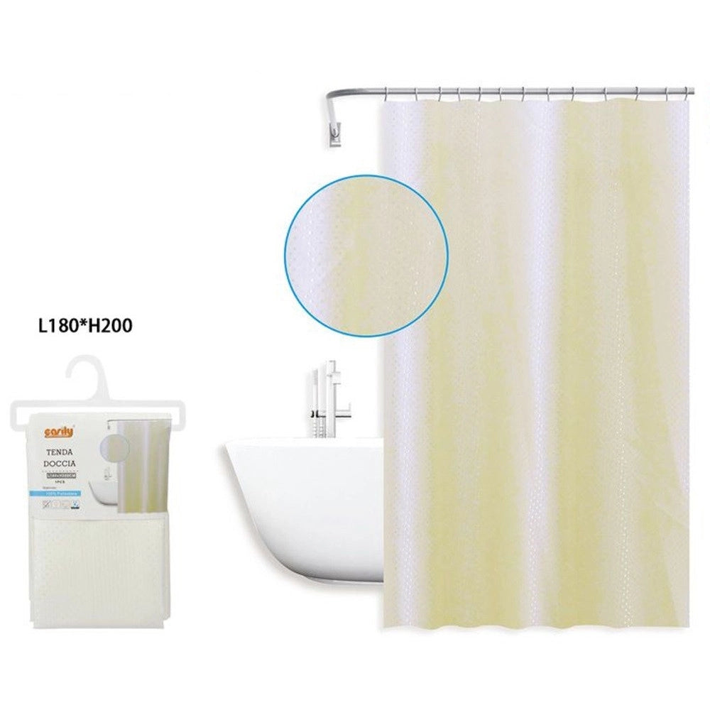 Trade Shop - Tenda Doccia Antimuffa Impermeabile 180x200 Cm Bianca Gialla Texture Rombi 59817 -