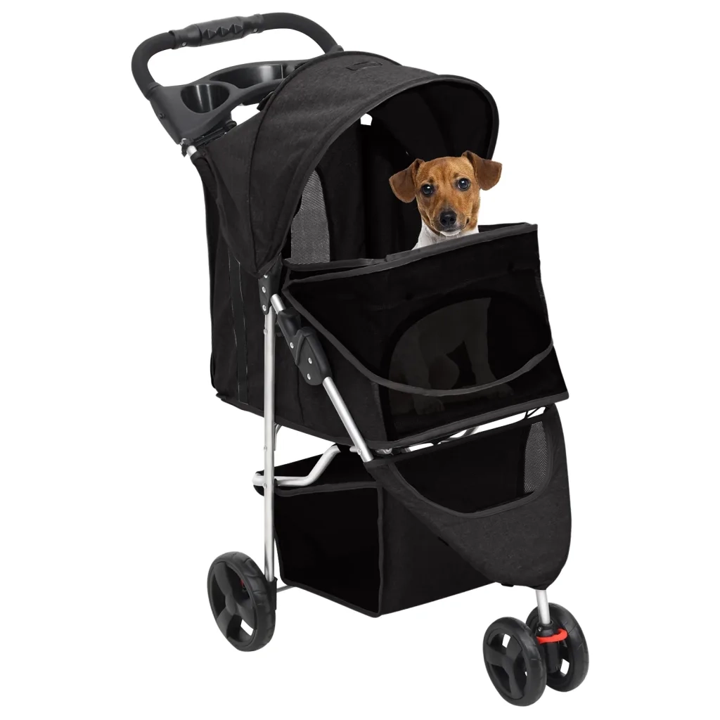 Passeggino per Cani Pieghevole Nero 80x46x98cm Tessuto Oxford CFW3916756