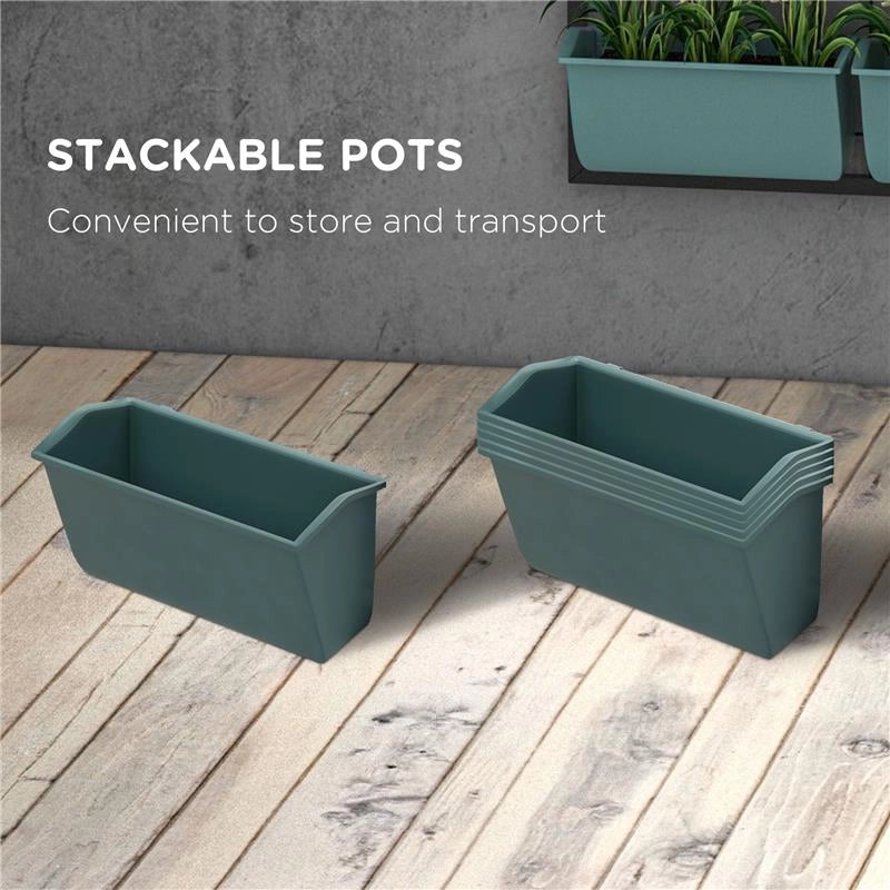 ORTO VERTICALE A 3 LIVELLI CON 6 VASI IN ACCIAIO E PLASTICA, 52X14X66CM, VERDE SCURO