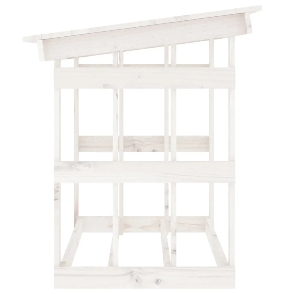 Portalegna Bianco 108x64,5x77 cm in Legno Massello di Pino 822433