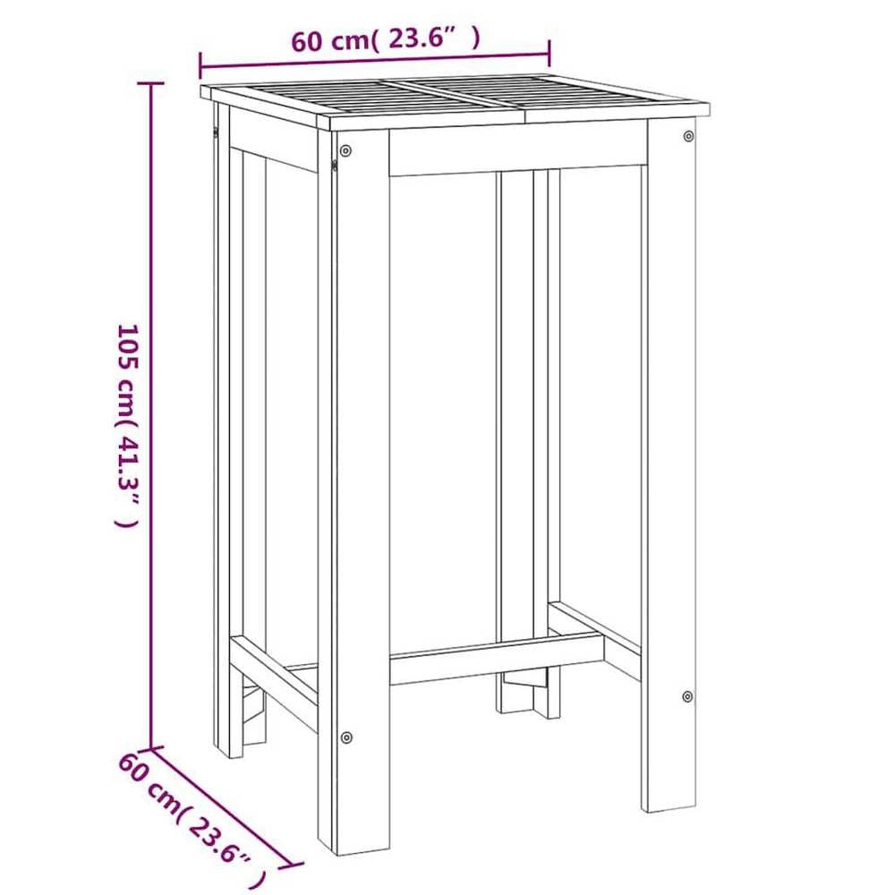 Garden Bar Table 60x60x105 Cm Solid Acacia Wood