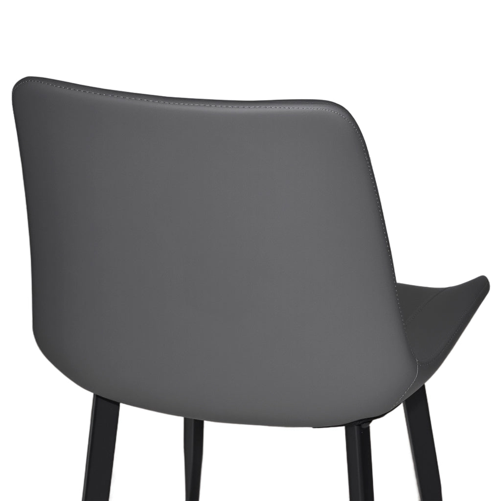 Sedie da pranzo moderne in PU grigio, con gambe in acciaio al carbonio, set da 4