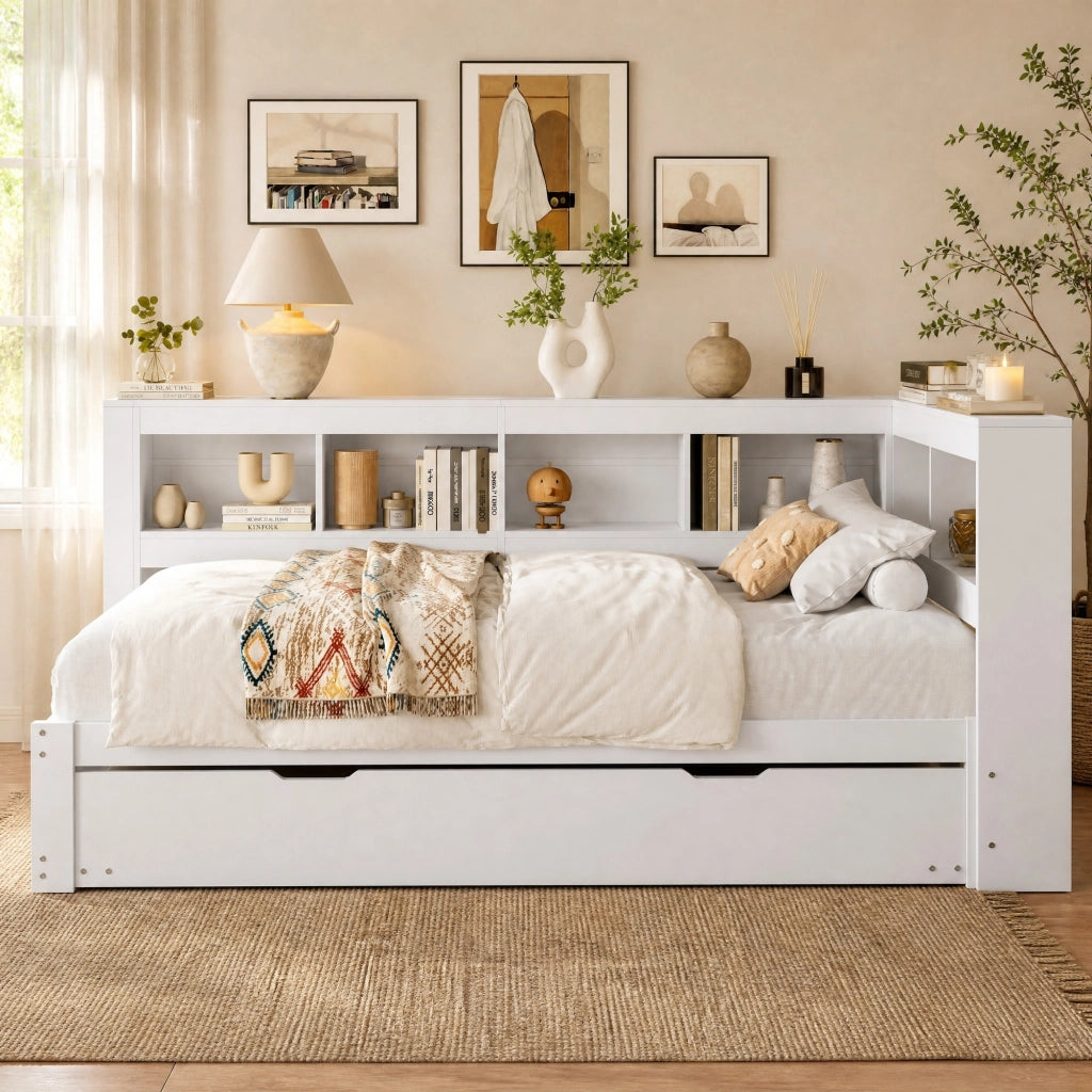 LETTO Giorno 90x200 cm con letto estraibile Bianco