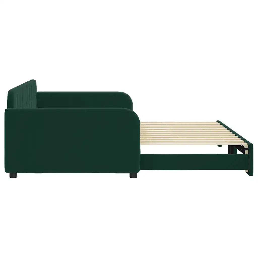 Divano Letto con Letto Estraibile Verde Scuro 100x200cm Velluto