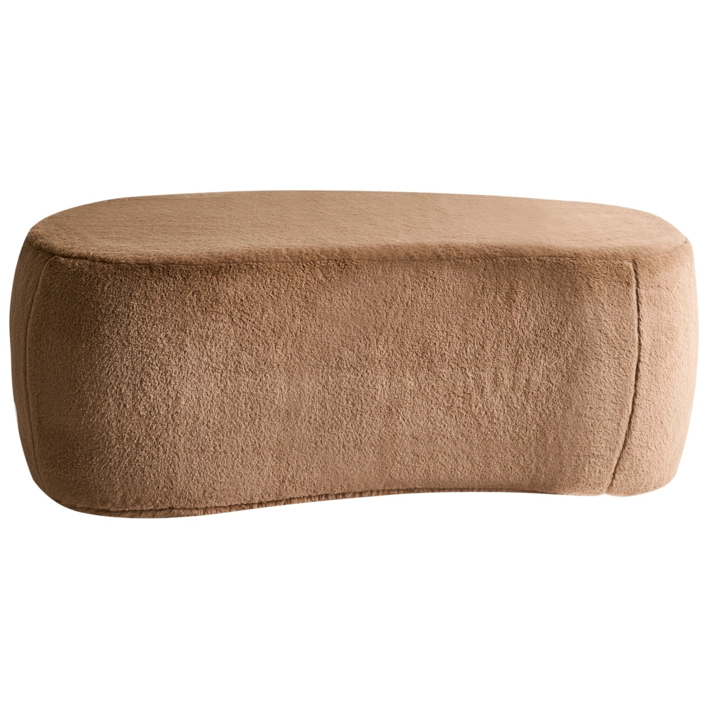 Sgabello imbottito moderno in bouclé marrone panca da letto sgabello