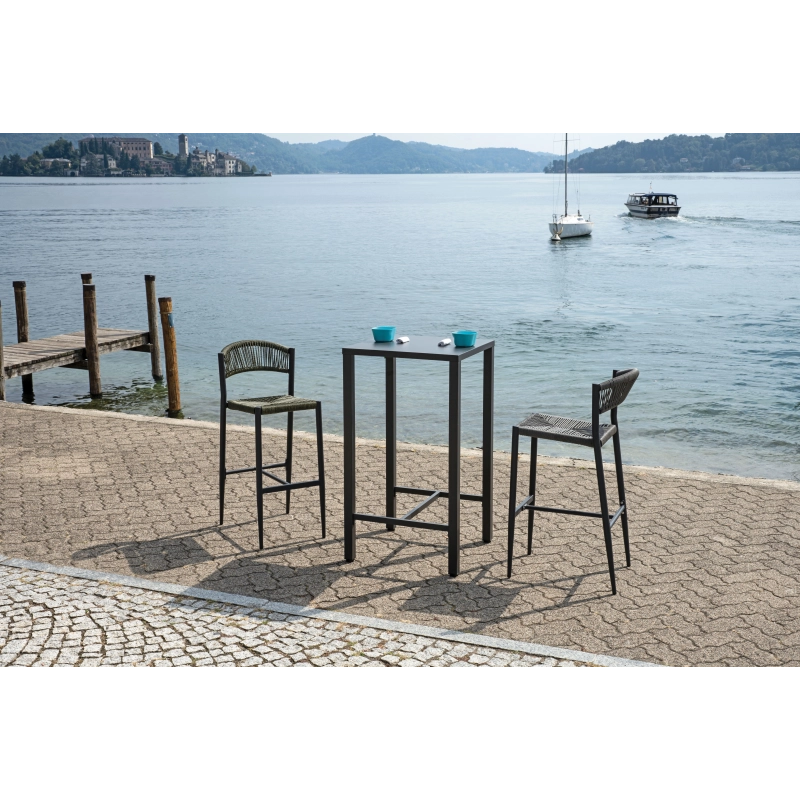 Tavolo Iseo Alto In Acciaio 60X60 Antracite Moia