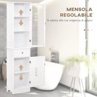 kleankin Mobile Colonna Bagno Salvaspazio con Armadietto, Cassetto e Ripiani in MDF, 40x27x171.5cm, Bianco