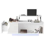 TAVOLINO da salotto 100x50x40 cm bianco in pannello di legno con piano sollevabile e LED