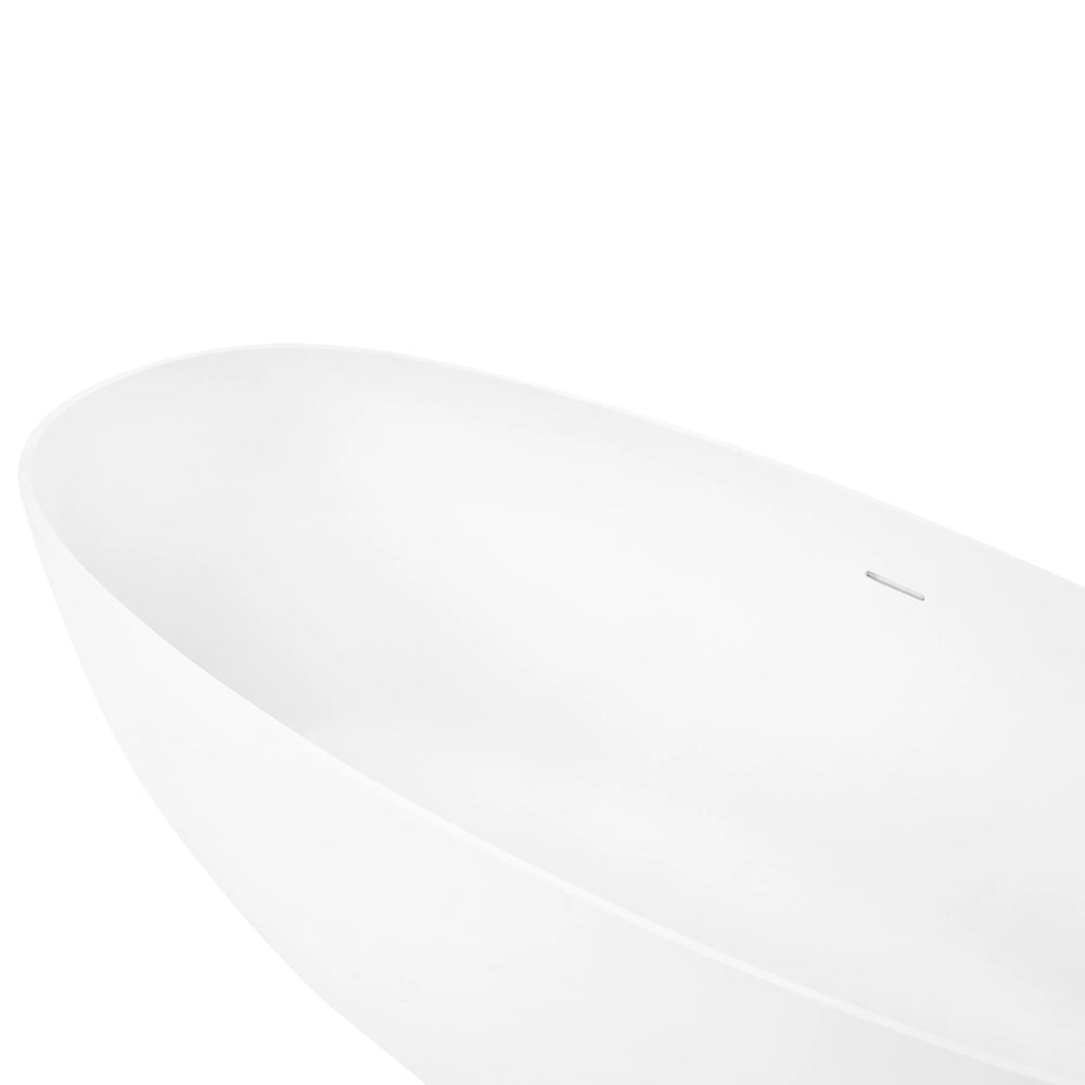 Vasca da bagno freestanding ovale con superficie solida e bordo sottile 170 cm bianca