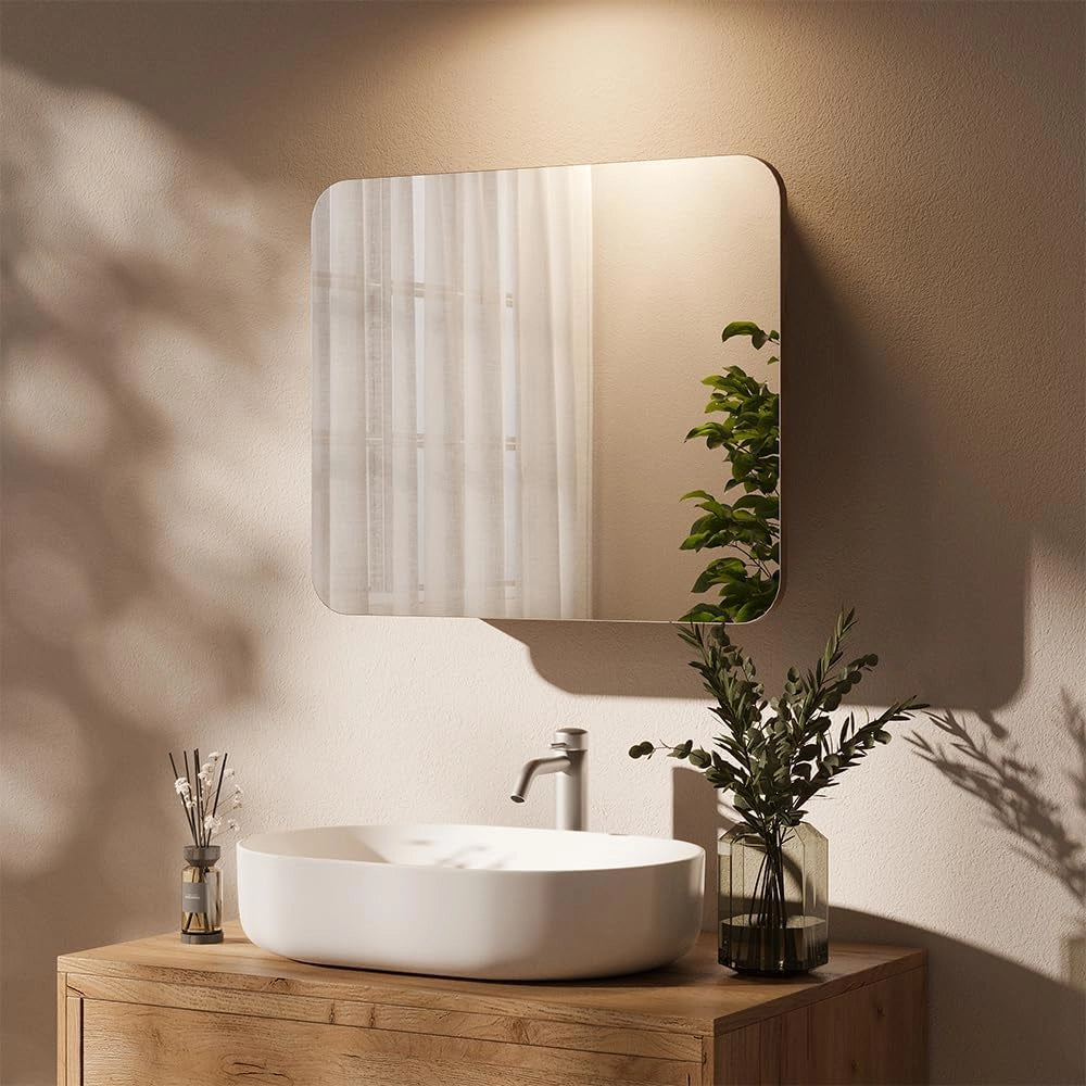 Specchio contenitore bagno Zino, Quercia dorata, 60 x 50 cm con ripiani
