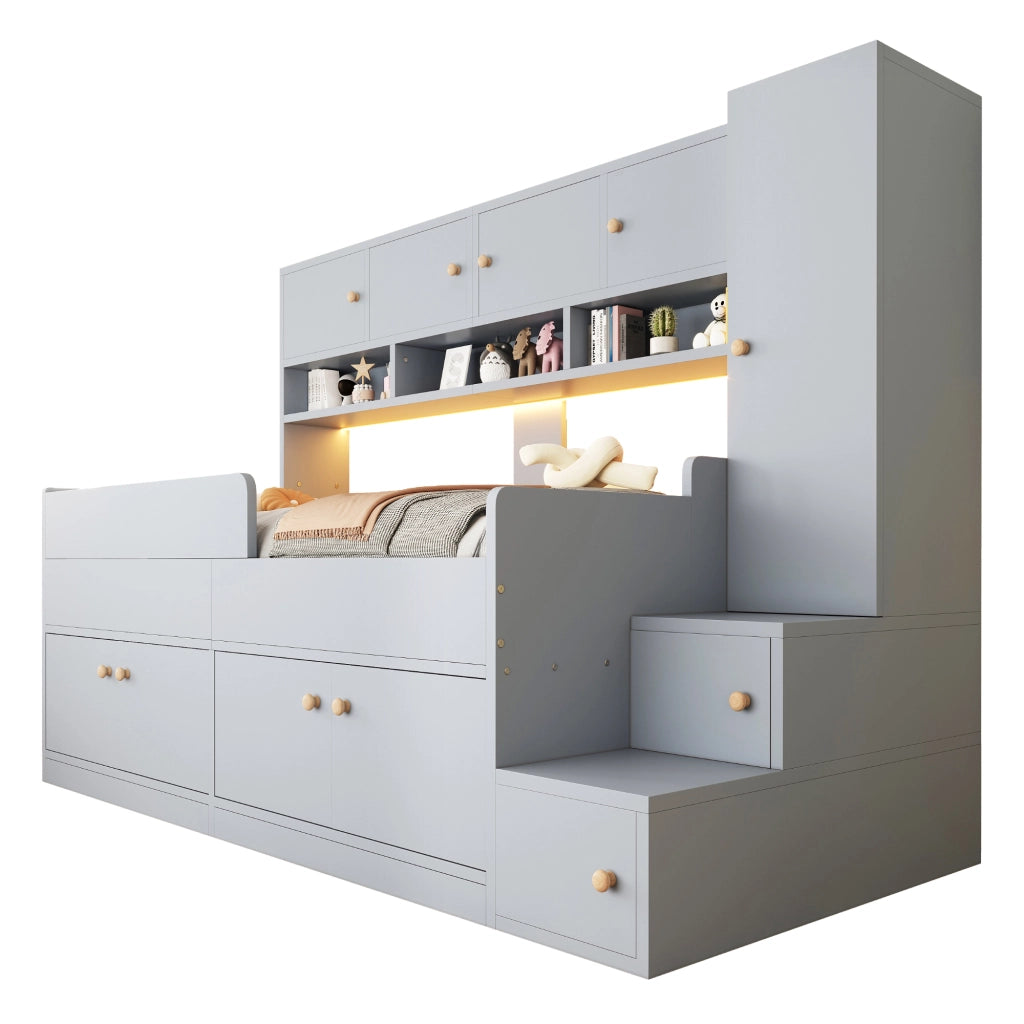 letto in legno grigio 90 x 200 cm