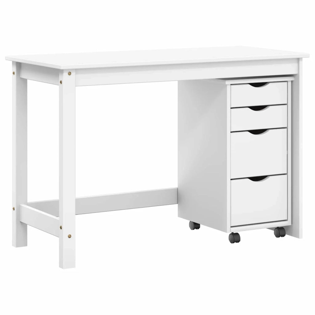 Set scrivania e mobiletto su ruote MOSS 2 pz Bianco 3438791