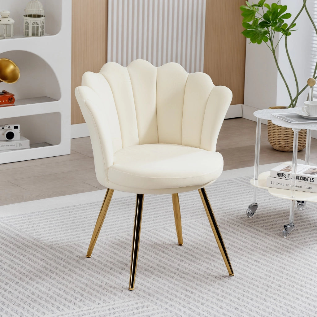 Poltrona in velluto ¨C zephmum ¨C beige con gambe in metallo dorato