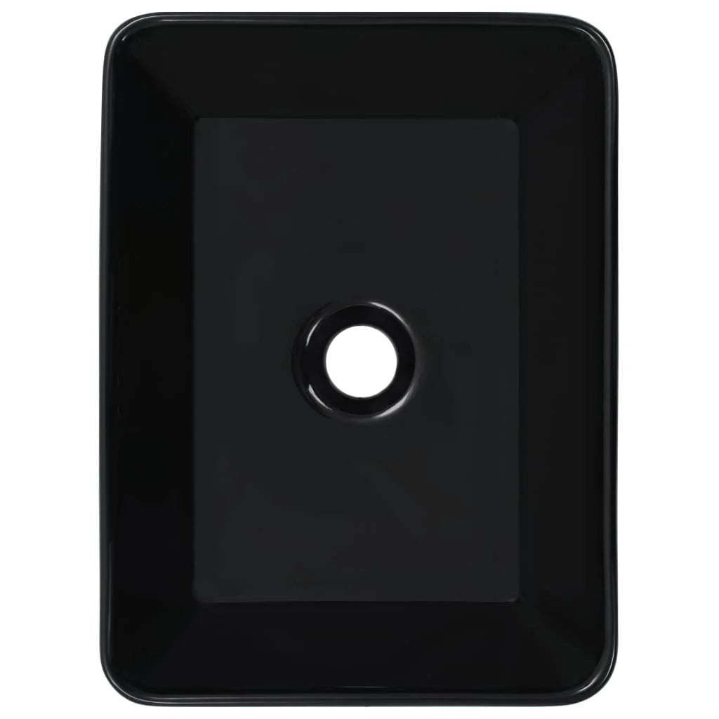 Lavabo da appoggio per l'interno del bagno cabina doccia cabina WC 40 x 30 cm ceramica nera 02_0002629