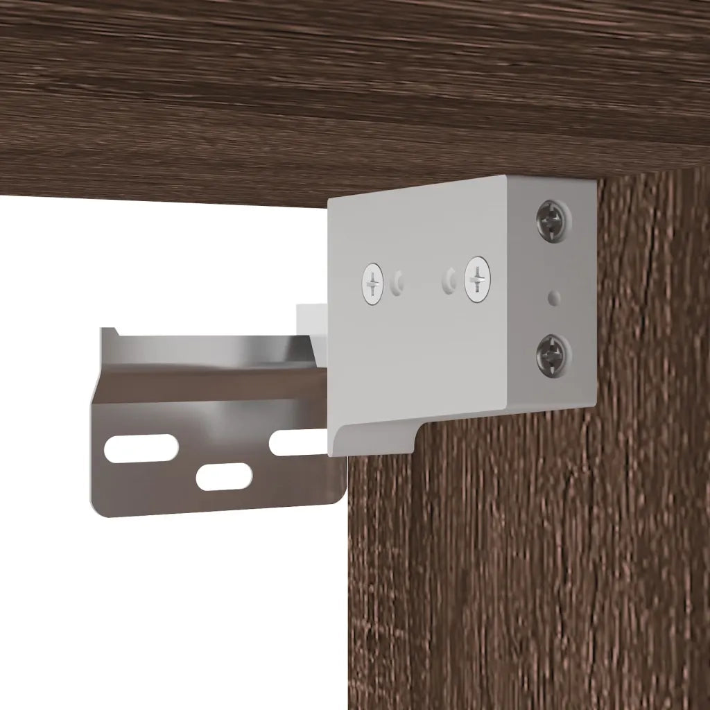Comodini a Parete con luci LED 2 pz Rovere Marrone 3307974