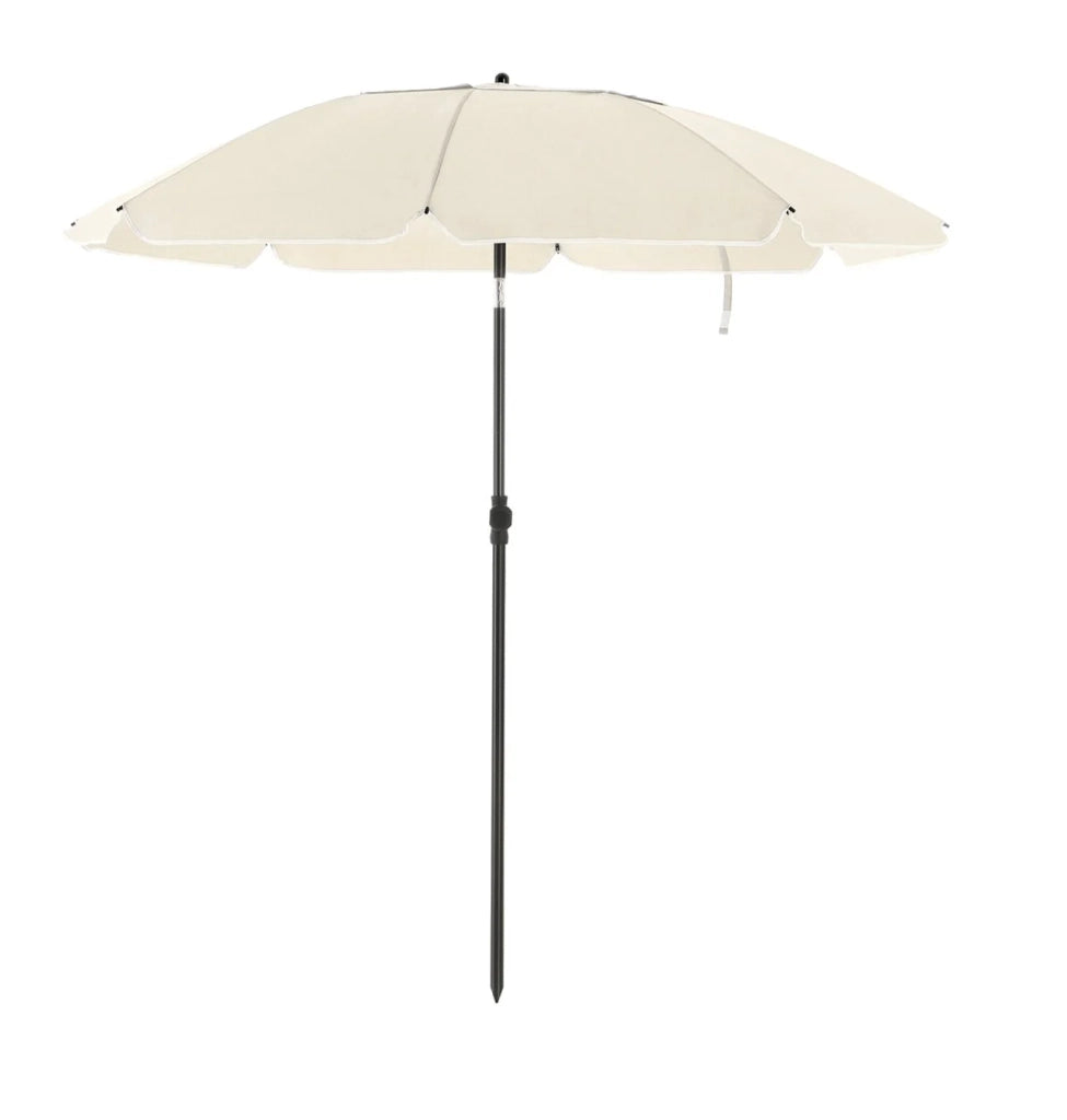 Ombrellone da giardino diametro 1,6 m ombrellone protezione UPS 50+ inclinabile portatile antivento stecche in fibra di vetro con borsa beige 12_0001766