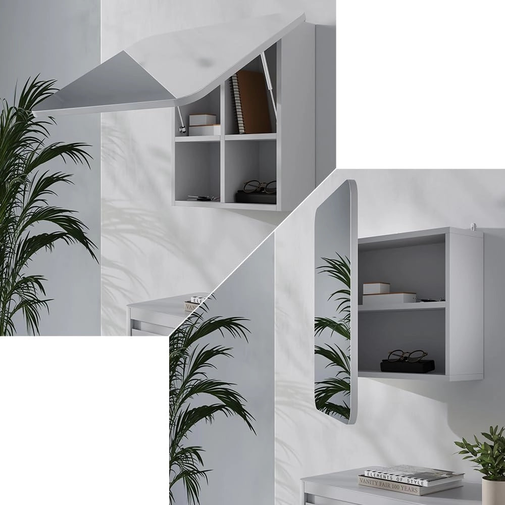 Specchio contenitore bagno Zino, Bianco, 60 x 50 cm con ripiani, Ordine ed eleganza per ogni bagno