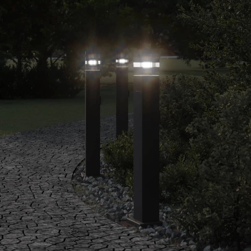 Lampada da terra per esterno con presa 80 cm alluminio nero 02_0042531