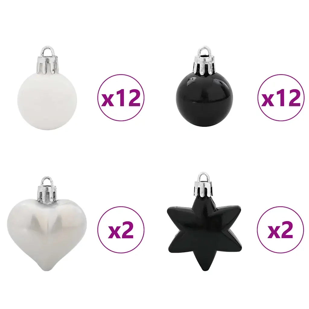 Set di Palle di Natale 40 pz Nero e Bianco Plastica CFW9873874