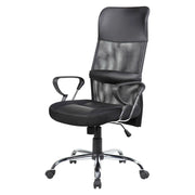 Sedia da ufficio Ateleta, Poltrona presidenziale con braccioli, Sedia ergonomica da ufficio, 56x61h111/121 cm, Nero
