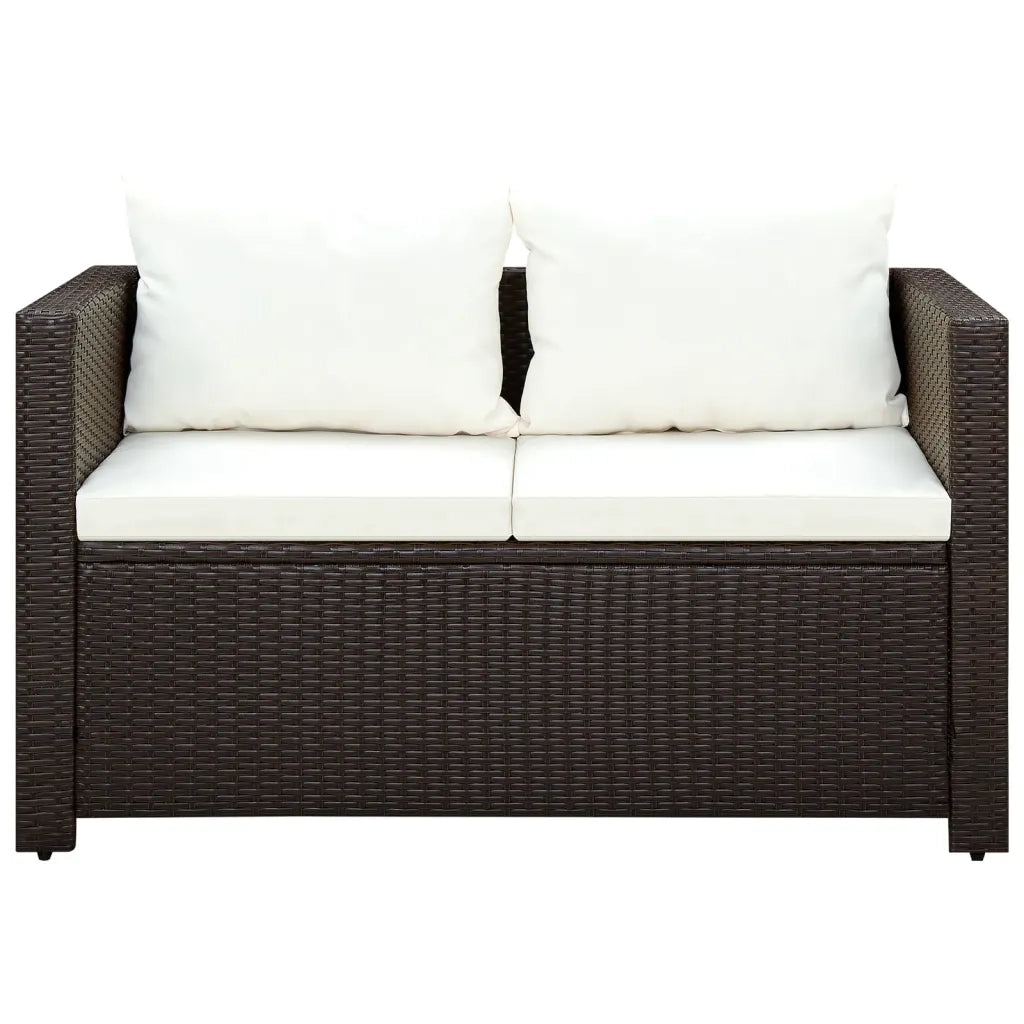 Set da Bistrot 3 pz con Cuscini in Polyrattan Marone