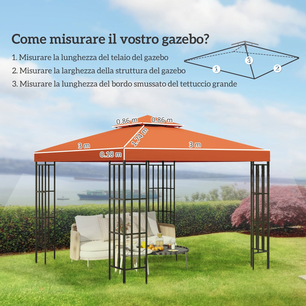 Copertura per Gazebo 3x3 m ¨C zephmum ¨C Poliestere, Rosso Ruggine