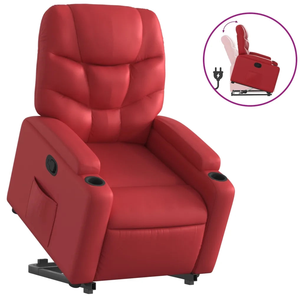 Poltrona Alzapersona Reclinabile Rosso in Similpelle