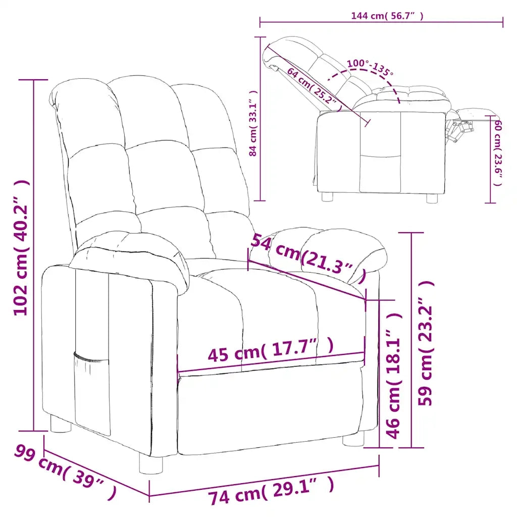 Poltrona Reclinabile in Tessuto Crema 289805