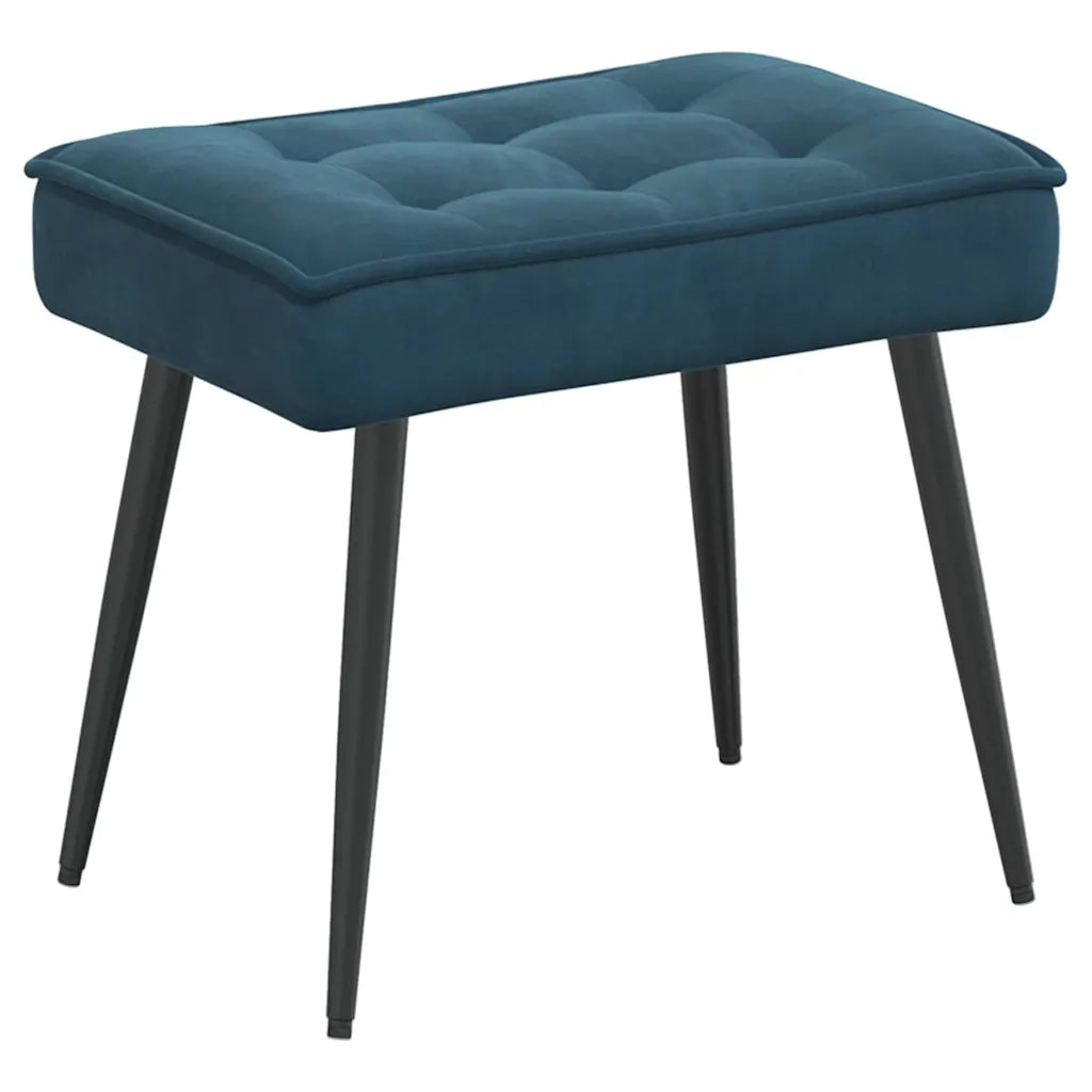 Divano Sedia-Poltrona Relax con Poggiapiedi Blu in Velluto 232368