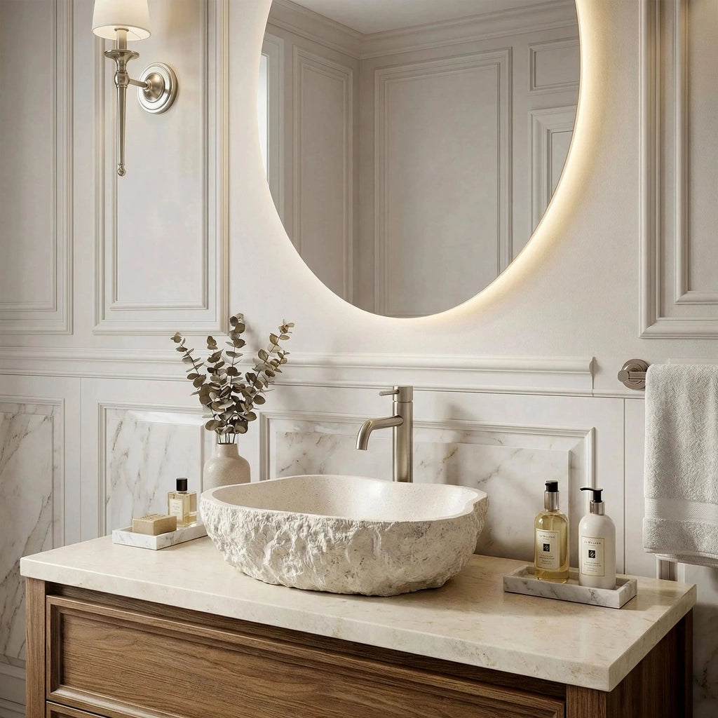 Lavabo Da Appoggio Rea Isla Warm Beige
