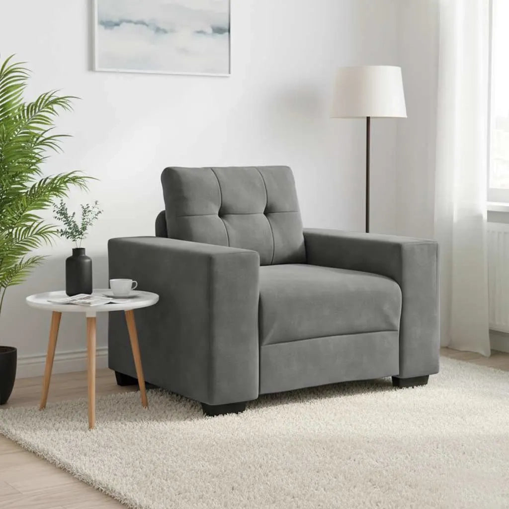 Divano Sedia Grigio Scuro 100x78x80 cm Velluto 4105099