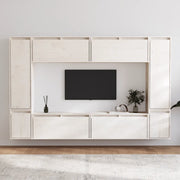 Mobili TV 8 pz Bianchi in Legno Massello di Pino 3100195