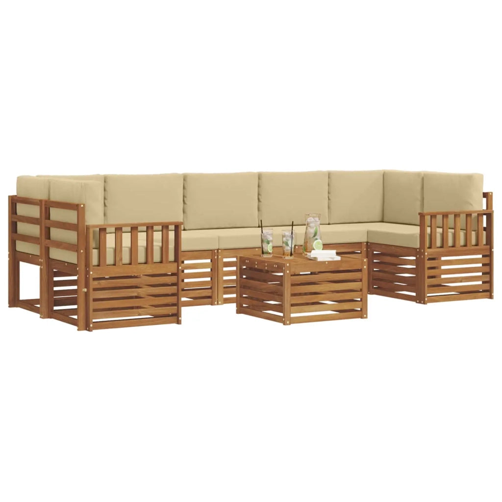 Set di divani da esterno con cuscino 8 pcs Naturale e Beige 3374523