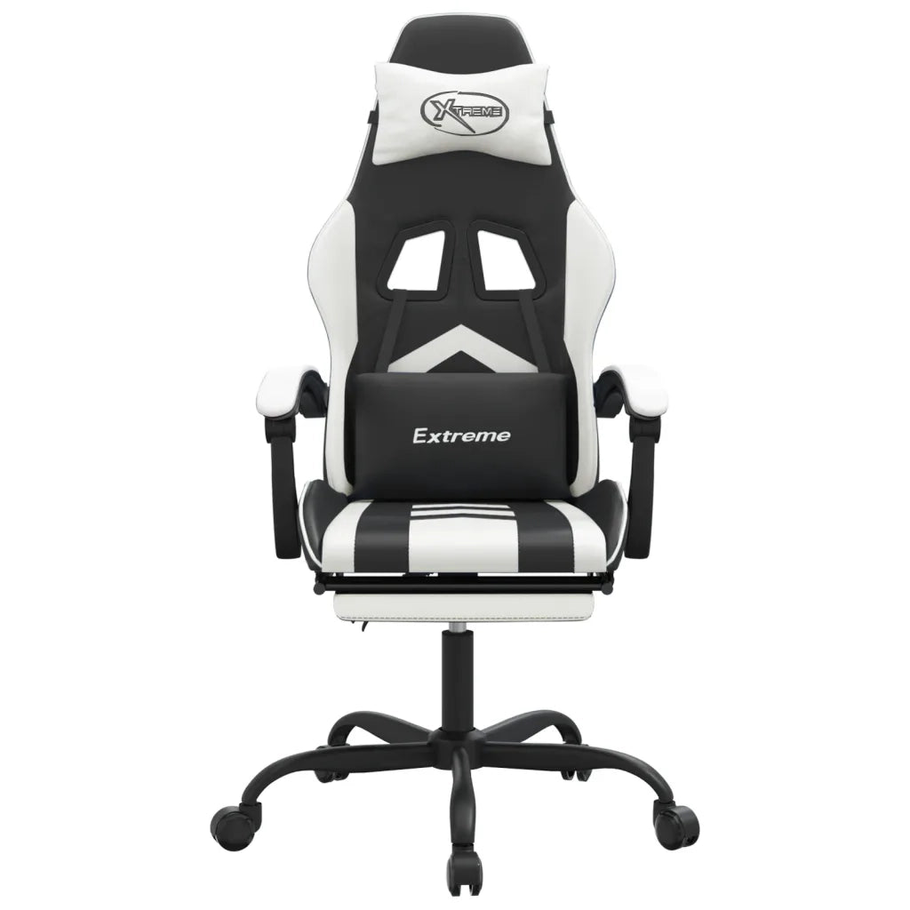 Sedia da Gaming con Poggiapiedi Nero e Bianco in Similpelle 3143907